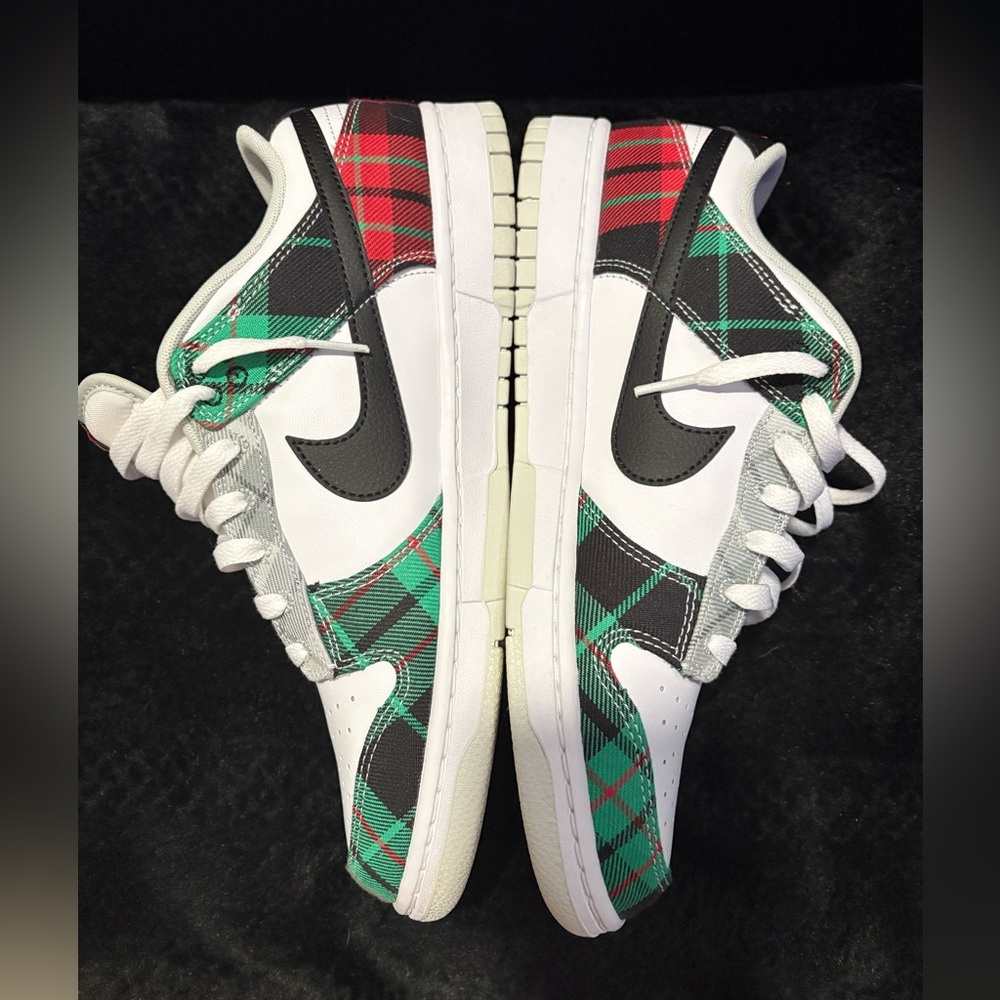 Nike Dunks Plaid Sneakers in Red, Green, and Black